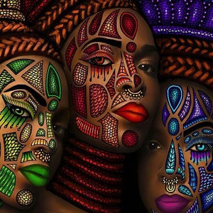 Afrikanische schwarze Frau Leinwand Wandkunst, afrikanische Kunst, abstrakte afrikanische Mädchen Leinwand Gemälde Wandkunst Bilder, schwarze Leinwand, Wanddekor, Wohnkultur