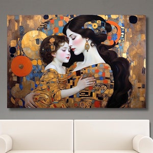 Mother and Child Canvas,The Mother and Child Canvas Wall Art,Klimt Mother Decor Art,Gustav Klimt Canvas Print,Gustav Klimt,Ready To Hang