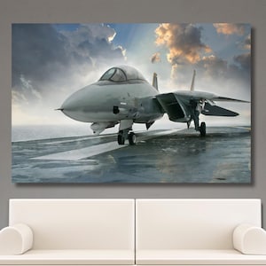 F-14 Tomcat Fighter Jet Canvas Wall Art,Combat Aircraft Pattern Canvas,Home Order Products Wall Art,F-14 Military Plane Pattern Poster, F-14