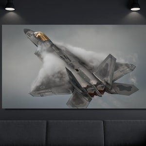 Figther F22 Printing,  F-22 Raptor Wall Art, Vintage Wall Art, Aircraft Wall Print, F22 Canvas,Fighter Jets Canvas Or Poster, Ready to Hang