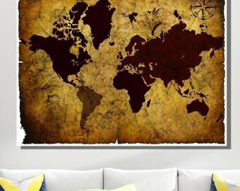 Color Vintage World Wall Art,Historical World Map,Beautiful World Map,Classroom Wall Art,Vintage World Map Print Wall Art,Map Canvas Art