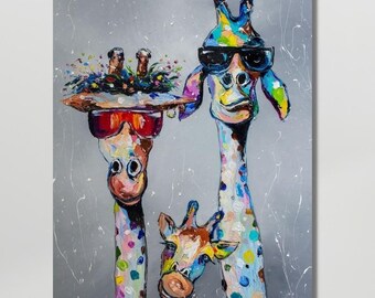 Giraffe Canvas Print, Giraffe Wall Art, Giraffe Canvas, Colourful Animal Canvas, Vibrant Canvas, Animal Canvas , Giraffe PosterReady To Hang