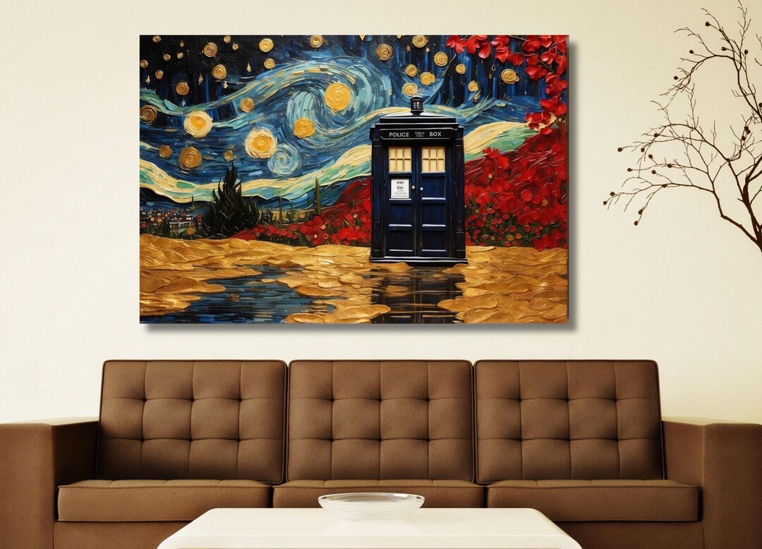 Doctor Who Tardis Canvas Wall Art Jackson Pollock Style Canvas Painting ...