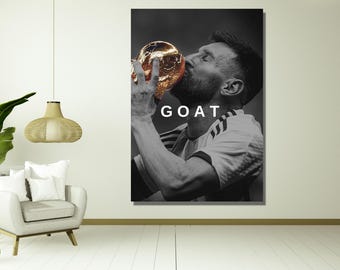 Lionel Messi Poster,GOAT Lionel Messi Leinwand, Lionel Messi Druck,Fußballlegende Poster, Argentinien Fußball,Fußball Fan Geschenk, Geschenk für Kinder