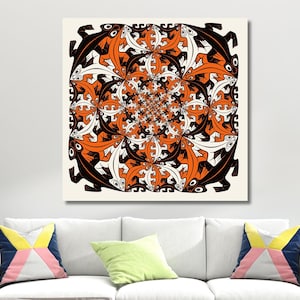 Escher Canvas Wall Art,Optical Illusion Maurits Cornelis Escher Animals Poster,Abstract Canvas Decor,Op Wall Art Print Design,Ready to Hang