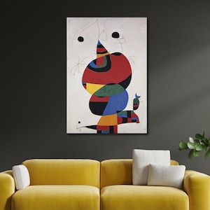 Miro Poster, Joan Miró Woman Bird Star (In Honor of Pablo Picasso) Canvas,Joan Miro Exhibition Canvas Wall Art, Surrealism art,Home Decor