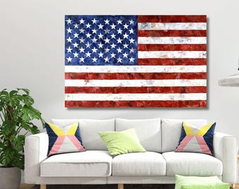 Jasper Johns ‘Map’ Canvas Wall Art – 48x30 USA States, Unframed, Ready To Hang