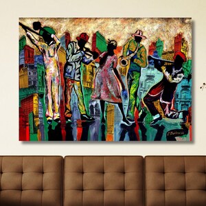 Jazz Music Art Canvas, Abstract Jazz Music Printing, Modern Canvas Art, Colorful Artwork, Music Room Canvas,Music Wall Decor,  Home Decor