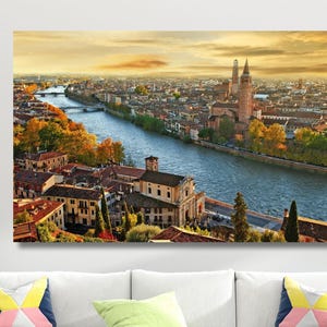 Verona Canvas Print Art, Italy Verona Canvas,Verona Skyline, Verona Painting, Verona Wall Art,Verona Print , Landscape Wall Art, Home Decor
