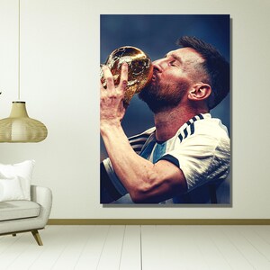 GOAT Lionel Messi Canvas, Lionel Messi Print, Lionel Messi Poster, Football Legend Art, Football Fan Gift, Gift for Kids,Argentina Football