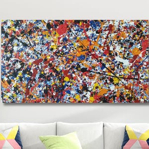 Art de Jackson Pollock, art de toile de goberge, art mural abstrait de toile de goberge de Jackson, peinture, art de mur de salon d&#39;impression de goberge, art de décoration intérieure