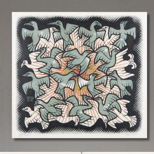 Escher Poster,Maurits Cornelis Escher Sun and Moon Canvas,Abstract Canvas Decor,Op Art Wall Art Print Design,Escher Wall Art,Ready to Hang