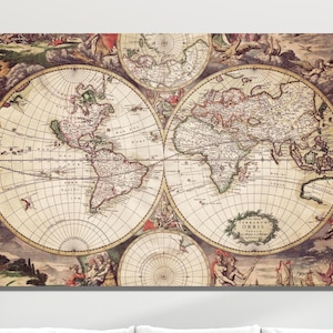 Historical World Map,Classroom Wall Art,Vintage World Map Print Wall Art,Antique Map Of The World Poster,Old Map Of The World,Map Canvas Art