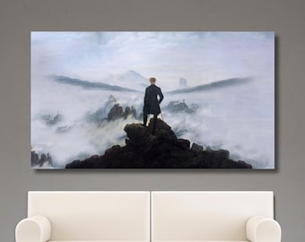 Caspar David Friedrich Wall Art Canvas,Original Print Canvas Art,Caspar David Friedrich Wanderer Above The Sea of Fog Canvas,Ready To Hang