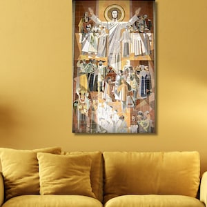 Jesus Touchdown Canvas Art,Notre Dame College Football Man Cave Fighting Irish Bar Dorm Room Gift,Touchdown Jesus Poster Print,Ready To Hang