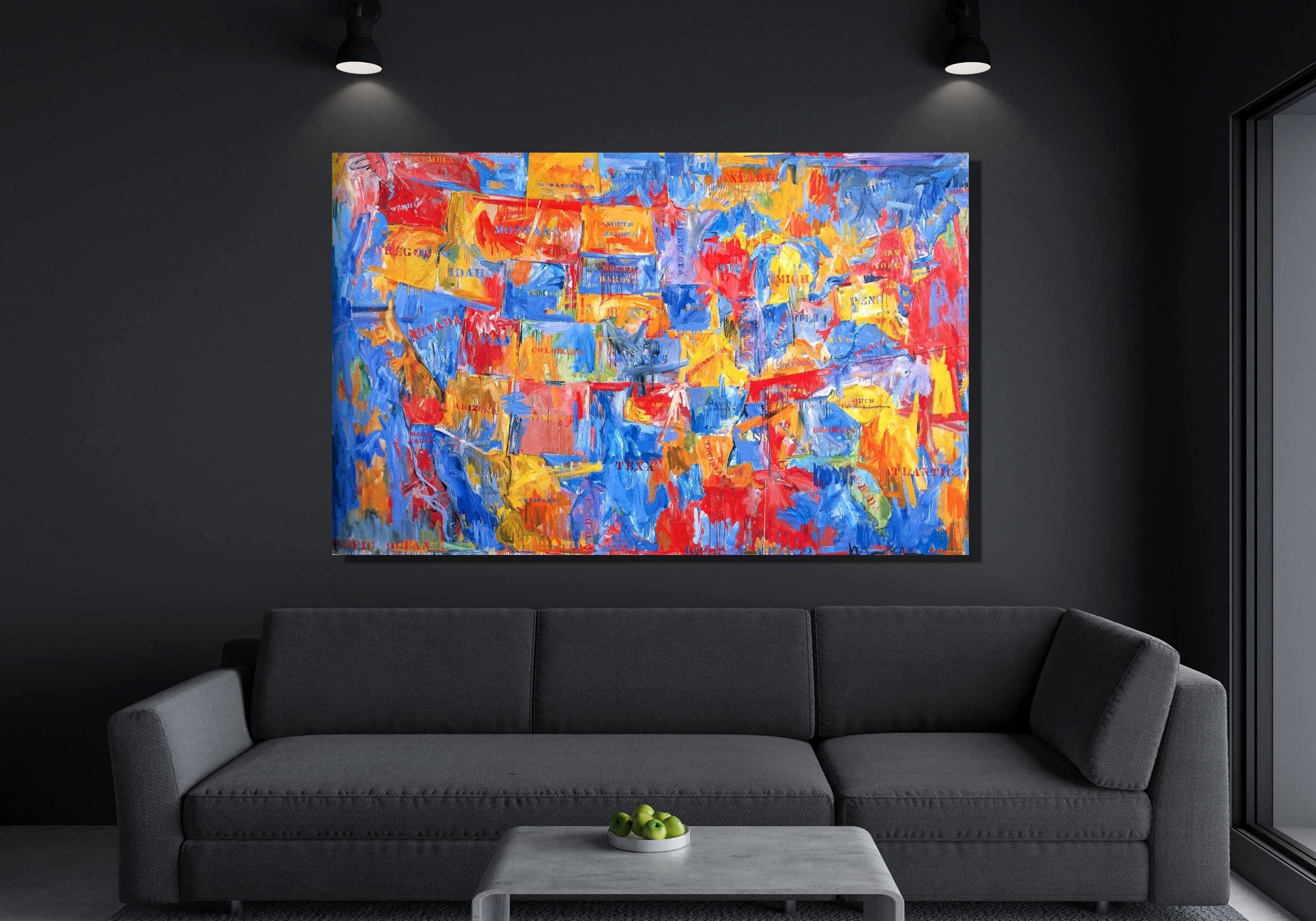 Jasper Johns 1961 Map Canvas Wall Art,jasper Johns Map Canvas
