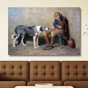 Briton Riviere Fidelity (1869) Canvas Art, Dog Friendship, Vintage Poster Art Print,Briton Riviere Artworks,Modern Picture Art,Home Decor