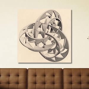 Escher Beauty and the Maths Canvas,  Escher Wall Art,Op Art Print Design ,Abstract Canvas Decor,Maurits Cornelis Escher Poster,Ready To Hang