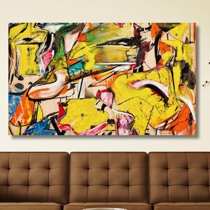 Cartaz de arte em tela de Willem de Kooning, decoração de parede de escritório para casa, pôster famoso, arte de decoração de Kooning, arte de parede em tela de Willem de Kooning, pronto para pendurar