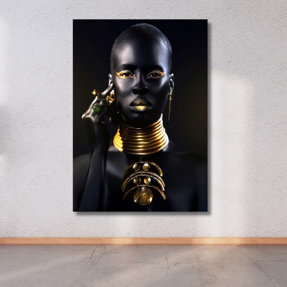Arte della parete afroamericana, pittura su tela Ritratto di donna nera