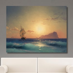 Ivan Aivazovsky Decor Canvas Art,Ivan Aivazovsky Poster Art Print,The Shipwreck Storm Painting by Ivan Aivazovsky Canvas Art,Ready To Hang