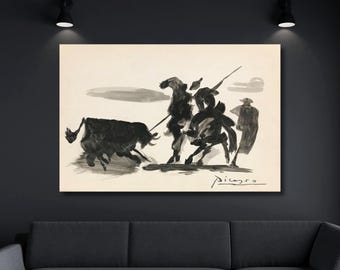 Pablo Picasso Toros y Toreros Canvas, Picasso Bulls and Bullfighters Canvas Poster Print Art, Modern Canvas Art,Gift For ideas,Home Decor