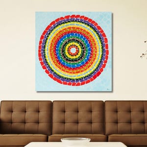 Poster d&#39;arte di Alma Thomas, tela di Alma Thomas Lunar Rendezvous Circle of Flowers, stampa d&#39;arte astratta, poster della mostra, stampa di Alma, arredamento per la casa