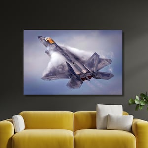Figther F22 Printing, Fighter Jets Canvas Or Poster, F-22 Raptor Wall Art, Aircraft Decor Print, Vintage Wall Art, F22 Canvas, Ready to Hang
