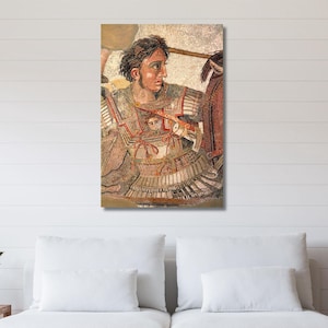 2er Set Schlacht von Issus Mosaik Leinwand Poster, Alexander der Große Kunst, moderne Wandkunst, Alexander Great Poster,Alexander