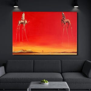 Dali Wall Art,Salvador Dali The Elephants 1948 Canvas Wall Art,Salvador Dali Canvas,Surreal Painting, Salvador Dali Painting,Dali Print Art