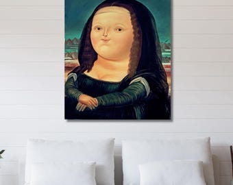 Mona Lisa Fun Art,Mona Lisa autorstwa Fernando Botero Canvas,Botero Art,Fernando Botero Wall Art,Gruba Mona Lisa,Mona Lisa Home Decor,Gotowy do powieszenia