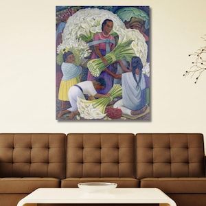 Diego Rivera Flower Festival Canvas Wall Art, Diego Rivera Flower Festival Canvas,Feast of Santa Anita Art Print,Rivera Artwork , Home Decor