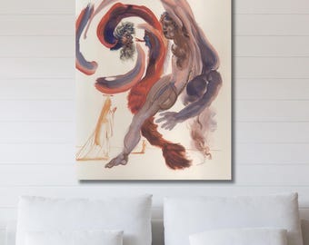 Dante's goddelijke komedie print, Salvador Dali Dante's goddelijke komedie canvas, surrealistische kunst, Salvador Dali-tentoonstelling poster print, klaar om op te hangen