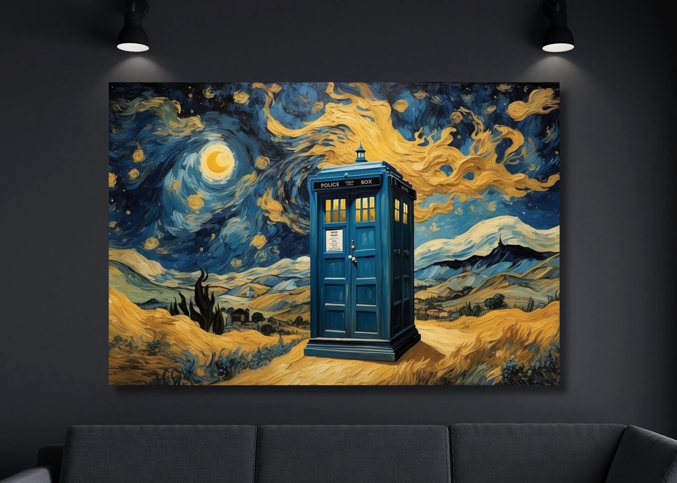Doctor Who Wall Art Doctor Who Tardis Box Vincent Van Gogh the Starry ...