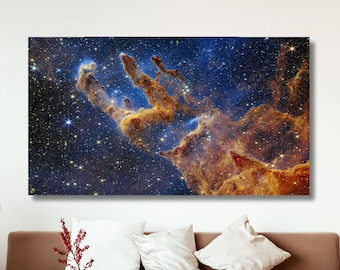 NASA Carina Nebula Deep Field Canvas Wall Art Space Cosmic Cliffs Star Nativity Gift NASA Decor  James Webb Space Telescope Highly Detailed