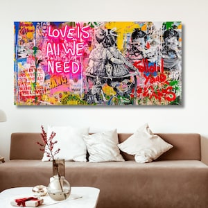 BİRE İKİ Love Is All We Need Art, Banksy Wall Art, Graffiti Canvas, Banksy Wall Art Framed Wall Art Banksy Wallpaper, Canvas Poster, Gift,
