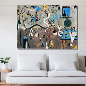 Joan Miro Wall Art, Joan Miró Abstract Surrealism Art, Joan Miro The Harlequin&#39;s Carnival Canvas Art, Abstact Canvas,Wrapped Surreal Poster