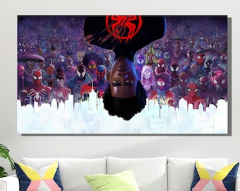 Spider-Man Into the Spider-Verse Leinwand Poster, Spiderman Poster Wandkunst, Wanddekor Kunst, Leinwanddruck, Wohnkultur Geschenk, Film Poster für Geschenk