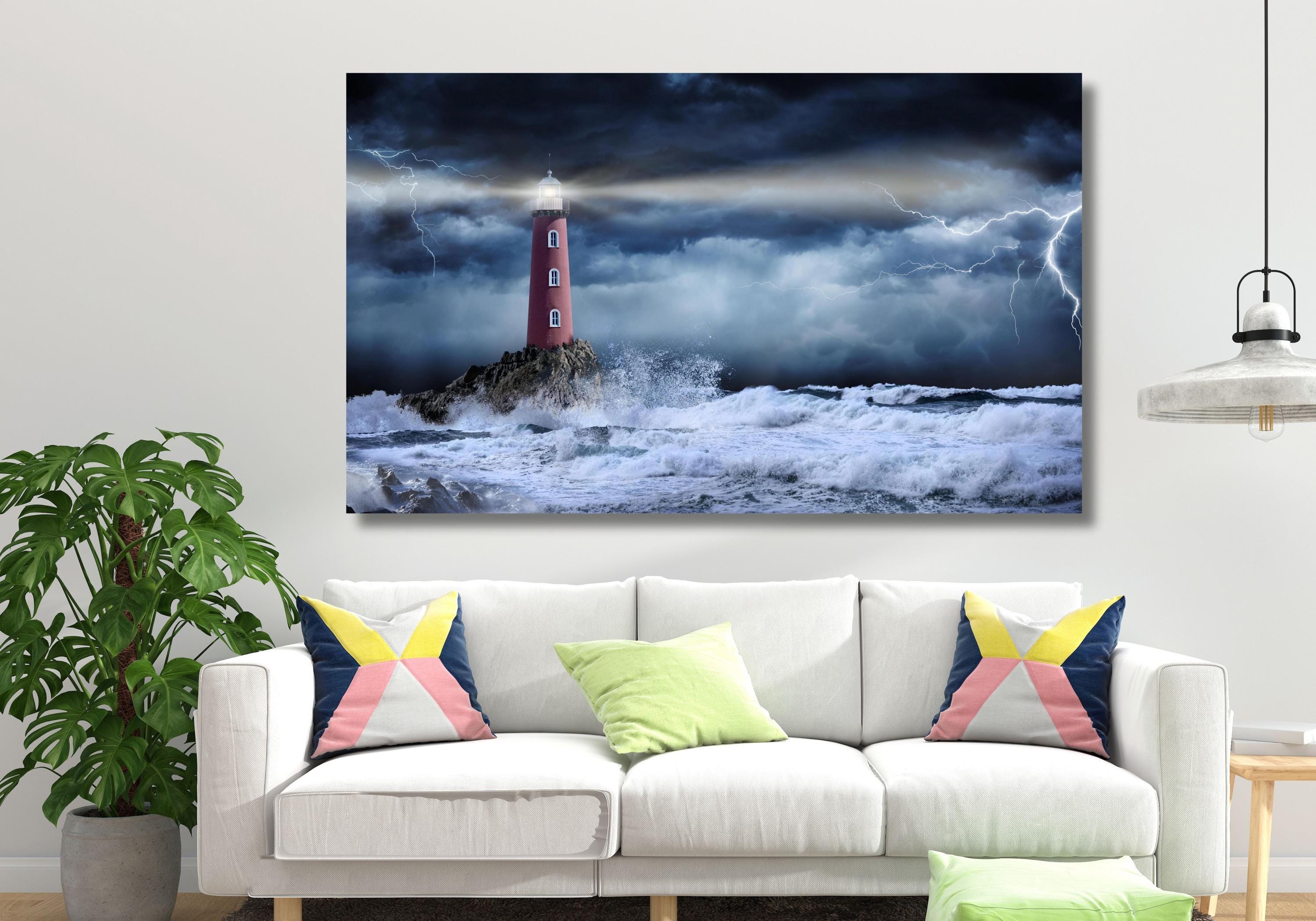Lighthouse Canvas Wall Art Lighthouse Poster Art Nautical Wall Decor ...