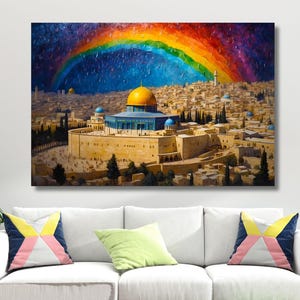 Masjid Al Aqsa Rainbow Canvas,Masjid Al Aqsa Wall Art,Masjid Al Aqsa,Masjid Al Aqsa Poster,Masjid Al Aqsa Decor,Masjid Al Aqsa,Reday to Hang