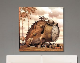 Salvador Dali surrealistisch canvas, surrealisme artwork, abstract landschap poster kunst, kleurrijke abstracte muur kunst, surrealisme natuur kunst, klaar om op te hangen