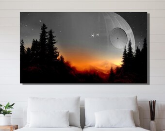 Starwars Death Star Canvas Wall Art, Return Of The Jedi Star Wars Landscape, Star Wars Poster Print Art,Star Wars Wall Decor,Home Decor