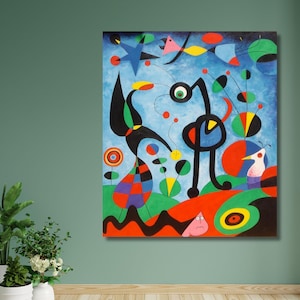 Joan Miro Poster,Joan Miró The Garden 1925 Canvas, Joan Miro Exhibition Canvas Wall Art,Joan Miro Print,Surrealism Modern Art,Home Decor art