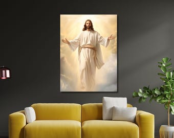 Jesus Canvas Wall Art,Jesus Painting Print,Sacred Heart Of Jesus, Holy Jesus Christ Sacred Heart Religious Print, Jesus Poster,Home Decor