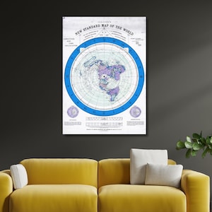 Oude platte aarde wereldkaart 1892 door Alexander Gleason, platte aarde kaart canvas kunst aan de muur, poster, kaart, platte aarde kaart, grote wereldkaart, klaar om op te hangen