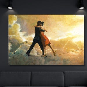 Tango Couple Print,Tango Poster,Tango Canvas Wall Art,Dance Poster,Dancing Couple Wall Decor,Tango Oil Painting,Couple Canvas, Home Decor