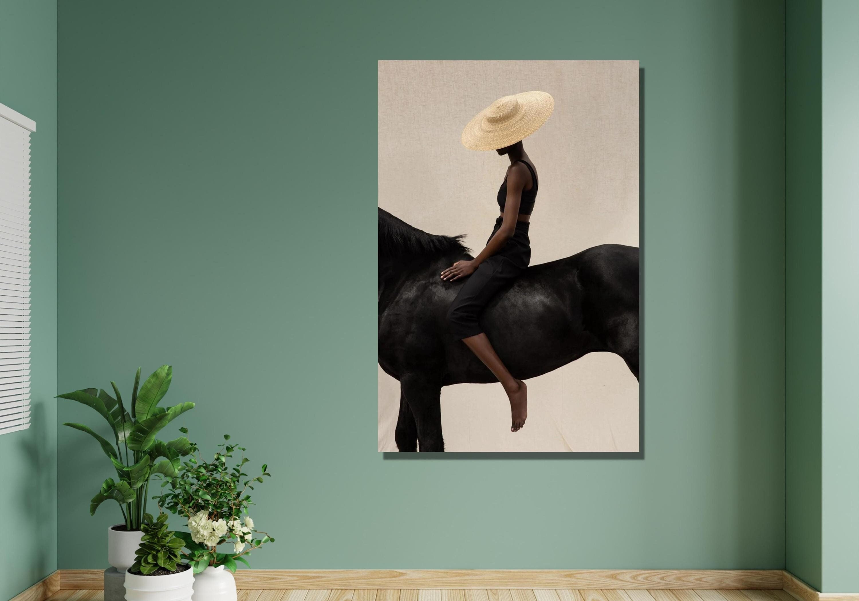 Black Woman Wall Art , Modern Art , Black Model Poster , Horse Riding ...
