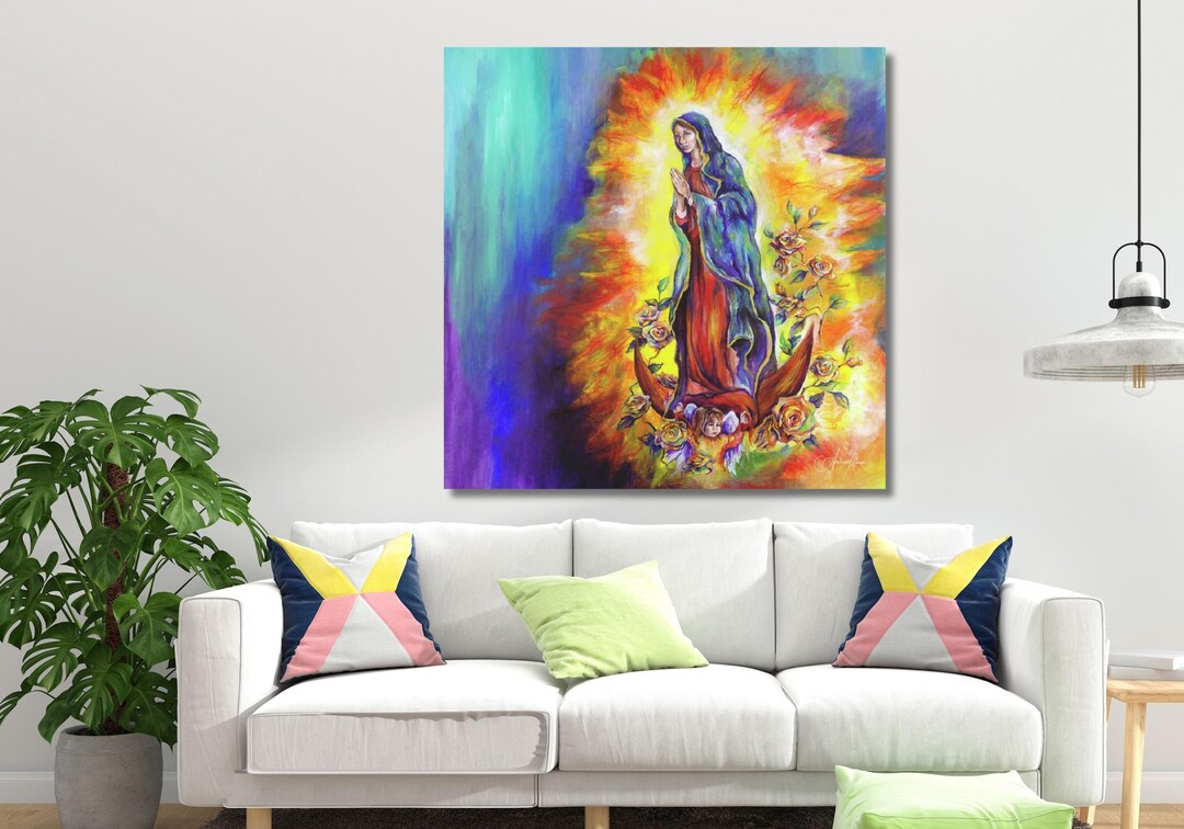 Mary Canvas Wall Art Print, Our Lady of Guadalupe Vintage Poster,mary ...