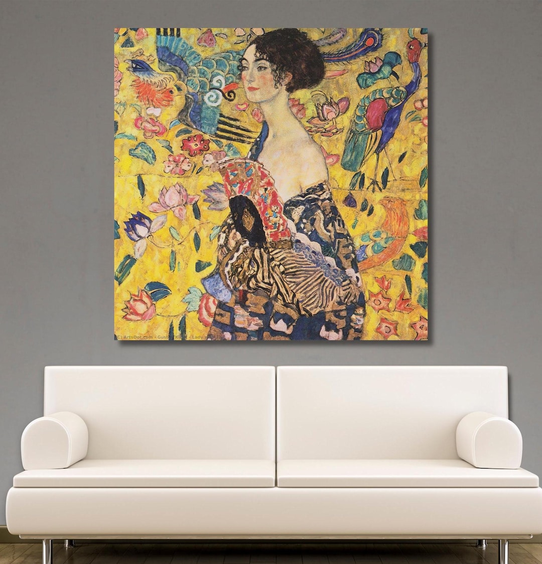 Gustav Klimt Print Art,gustav Klimt Lady With Fan Canvas Wall Art ...