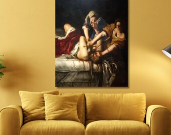 Stampa su tela Caravaggio, Stampa Giuditta che decapita Oloferne, Tela Caravaggio, Riproduzione Stampa artistica famosa, Arte murale per soggiorno, Decorazione per la casa